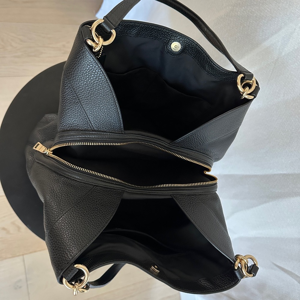 LIKE NEW ! Authentic Coach Large Lexy Pebble Leather Shoulder Bag Gunmetal - Picture 6 of 11